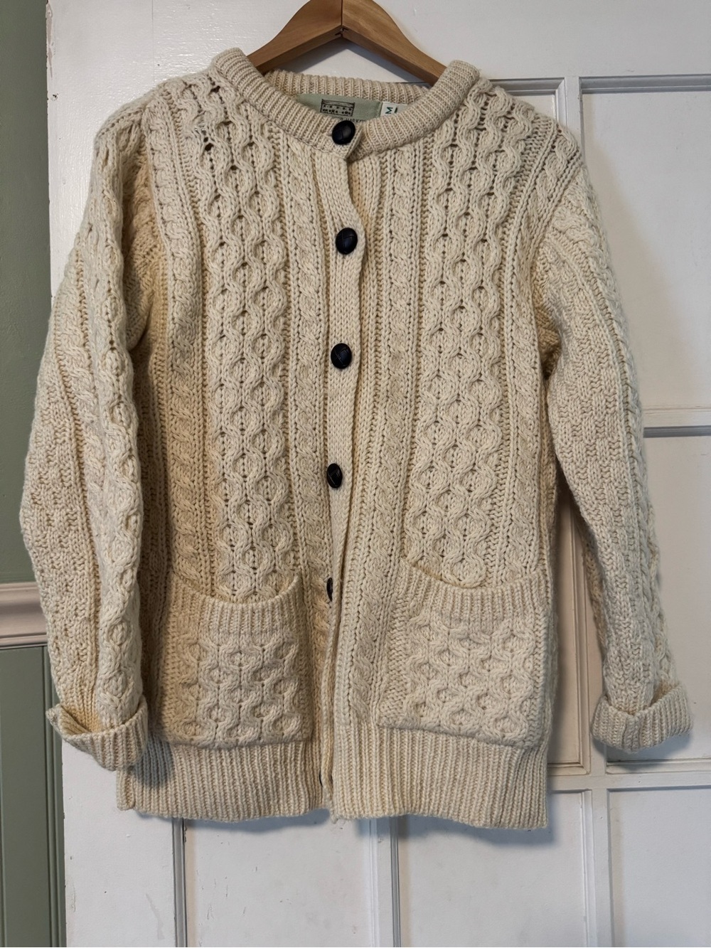 Classic Cream Cable Knit Button-Front Cardigan